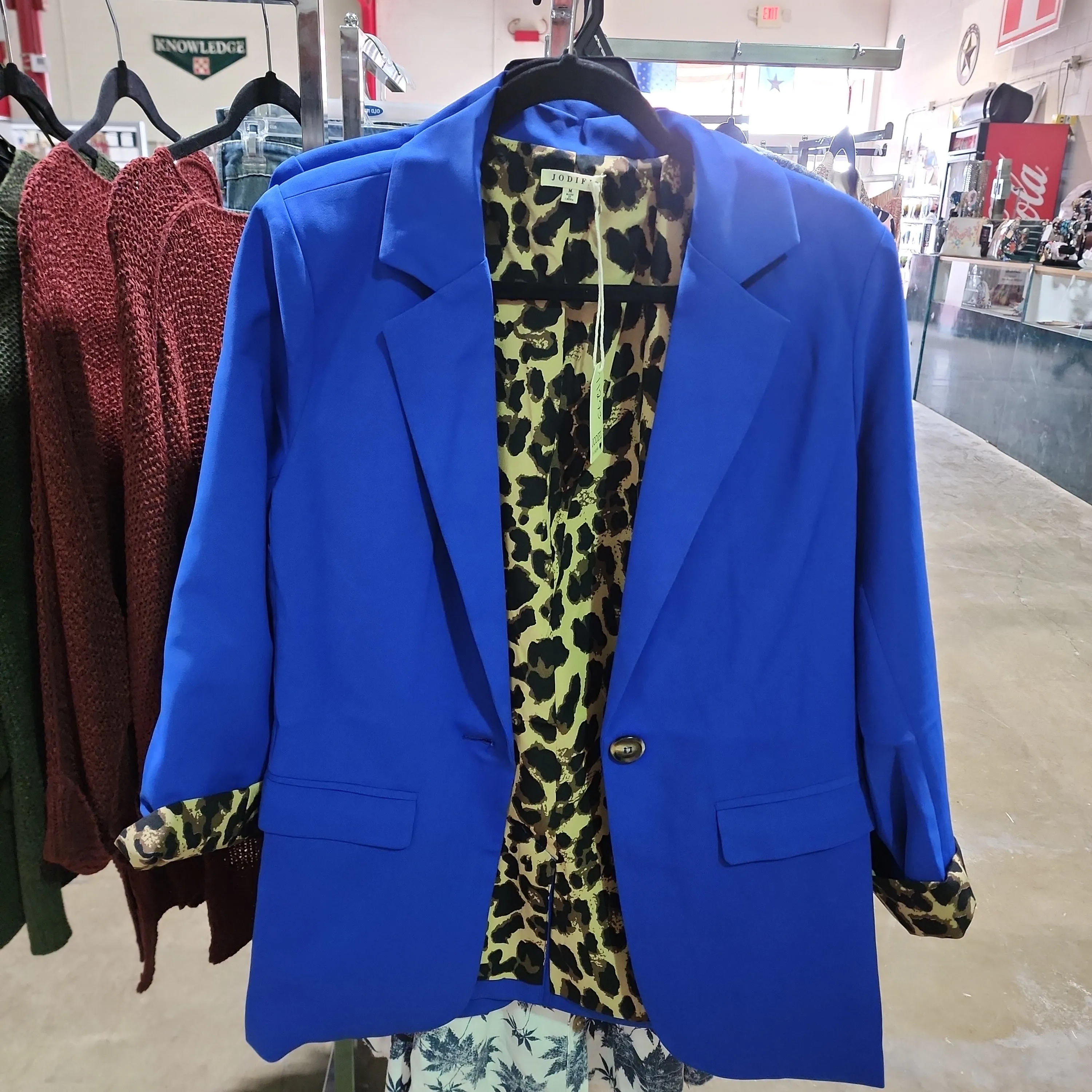 11273 ROYAL BLUE W/LEOPARD BLAZER MEDIUM