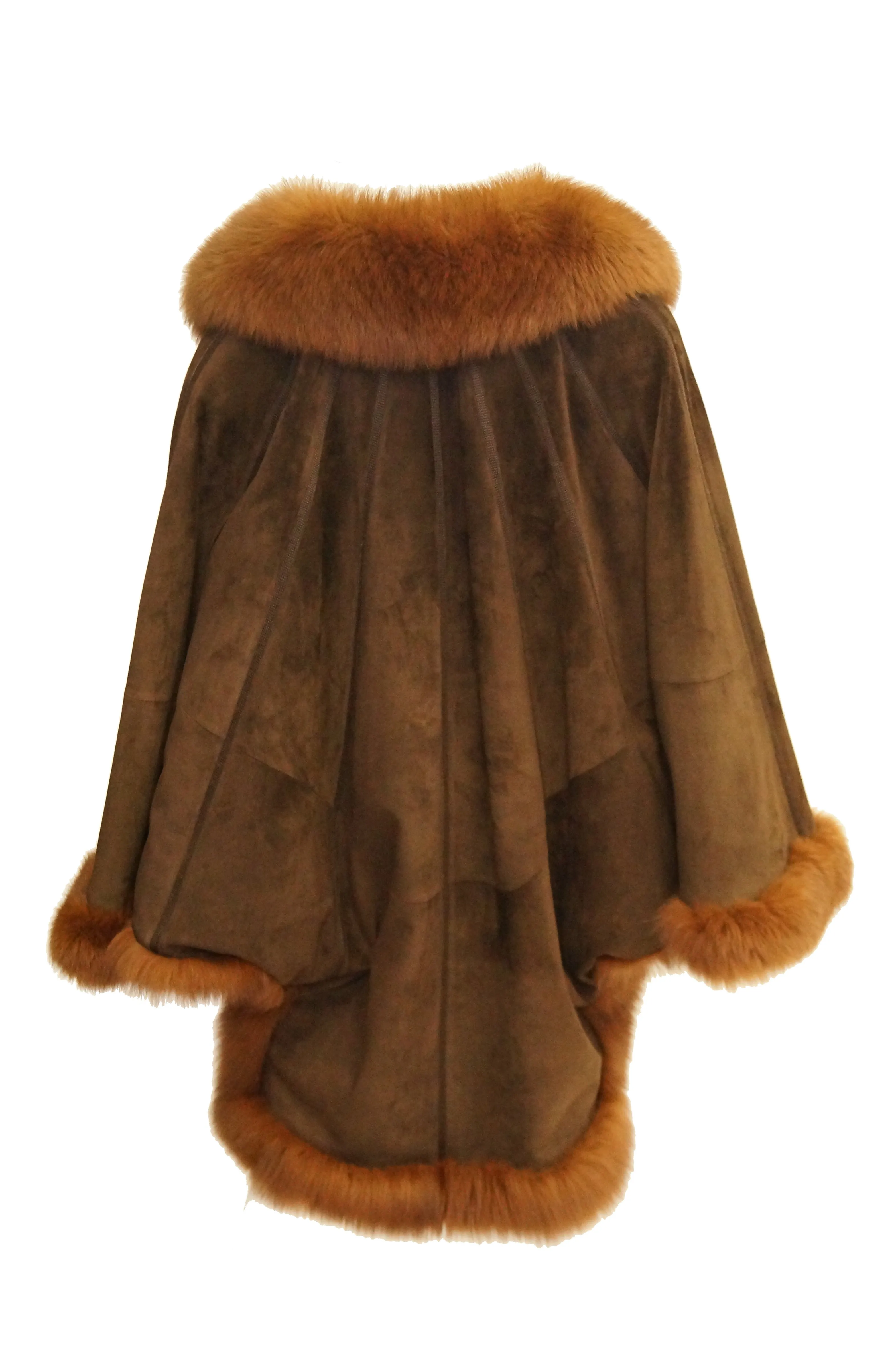 1970s Italian Beltrami Chestnut Suede and Fox Coat