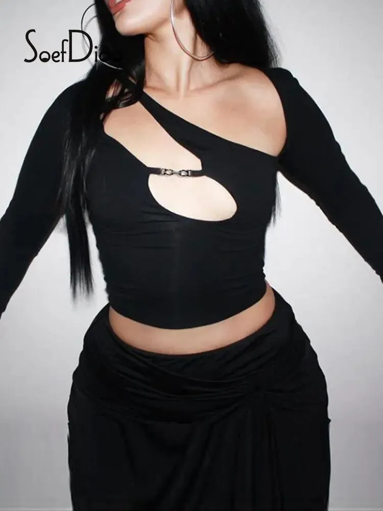 Asymmetric Collar Crop Top