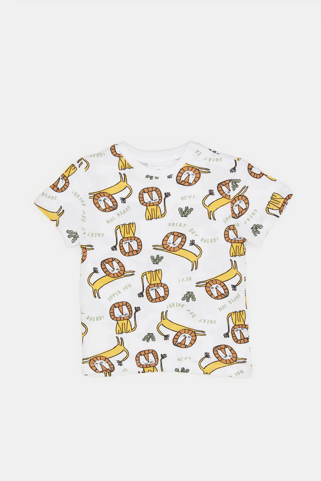 Baby Brown Stripe Dungaree Set With Printed Lion T-Shirt (2 Piece)