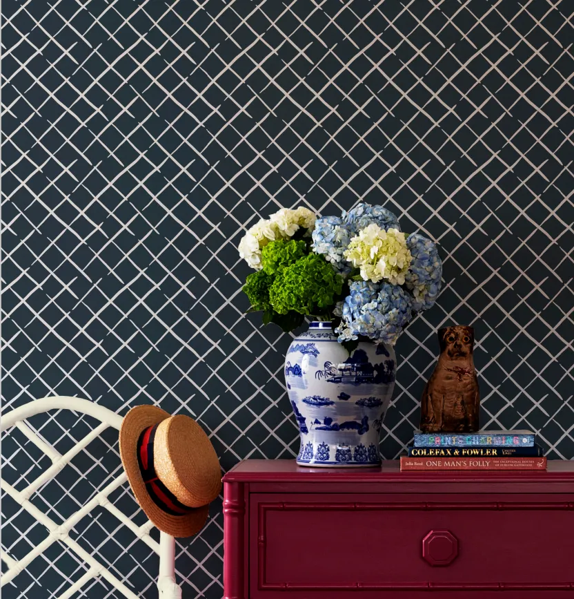 Bahama Court Navy Blue Wallpaper