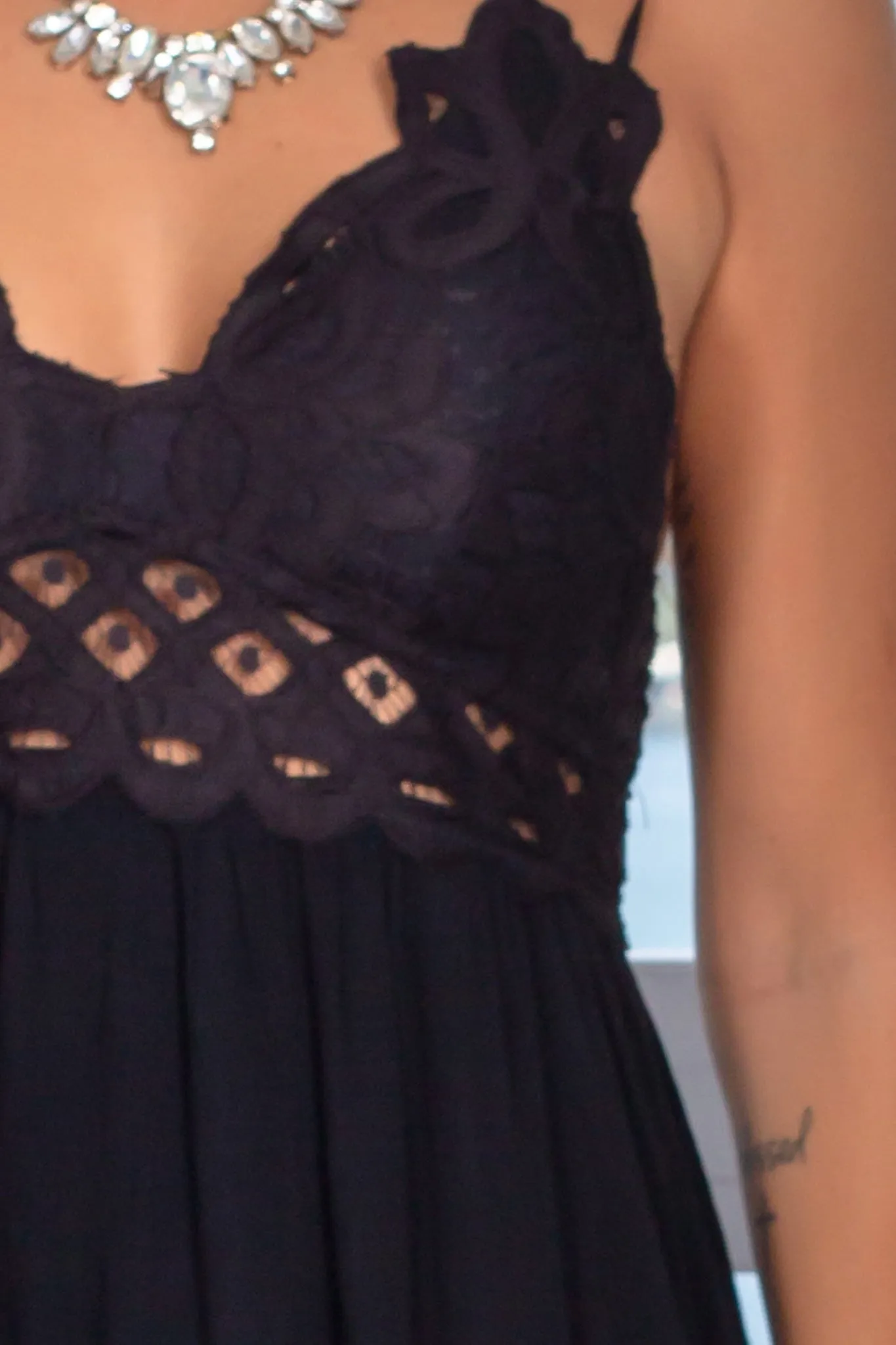 Black Lace Top Short Dress