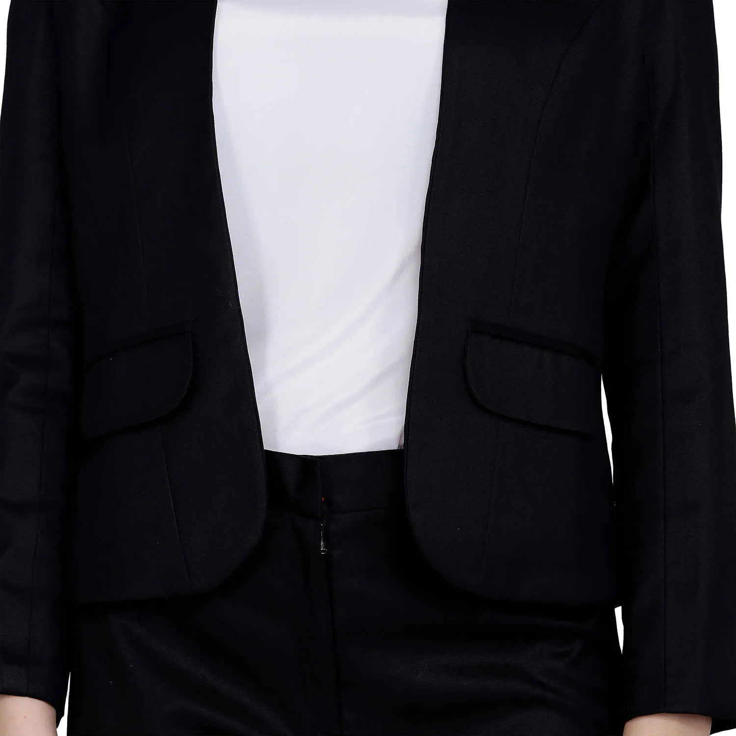 Black  Ladies Office wear Front Open Jacket