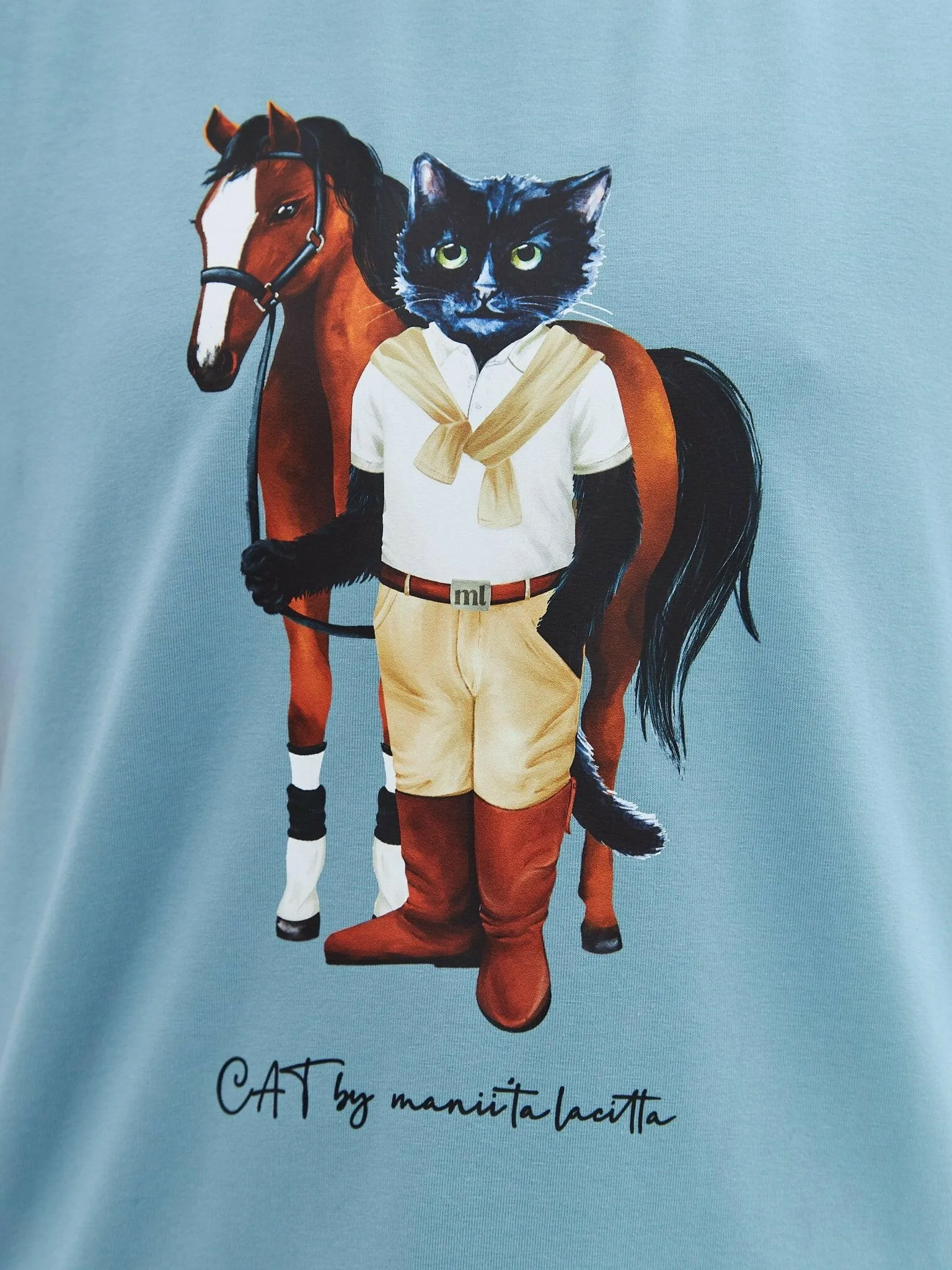 Blue Printed T-shirt RIDER CAT