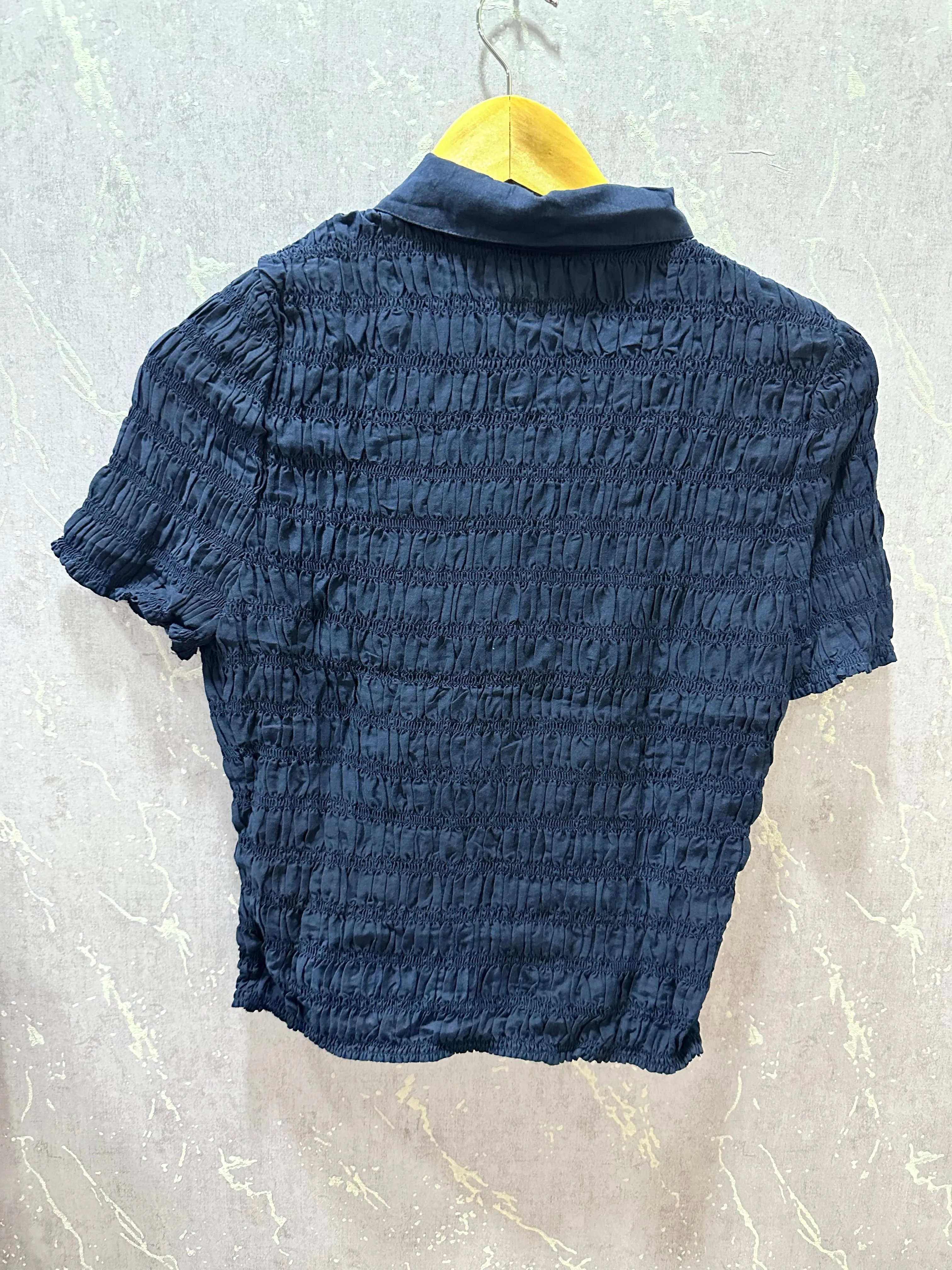 Blue Stretchable Cropped Shirt