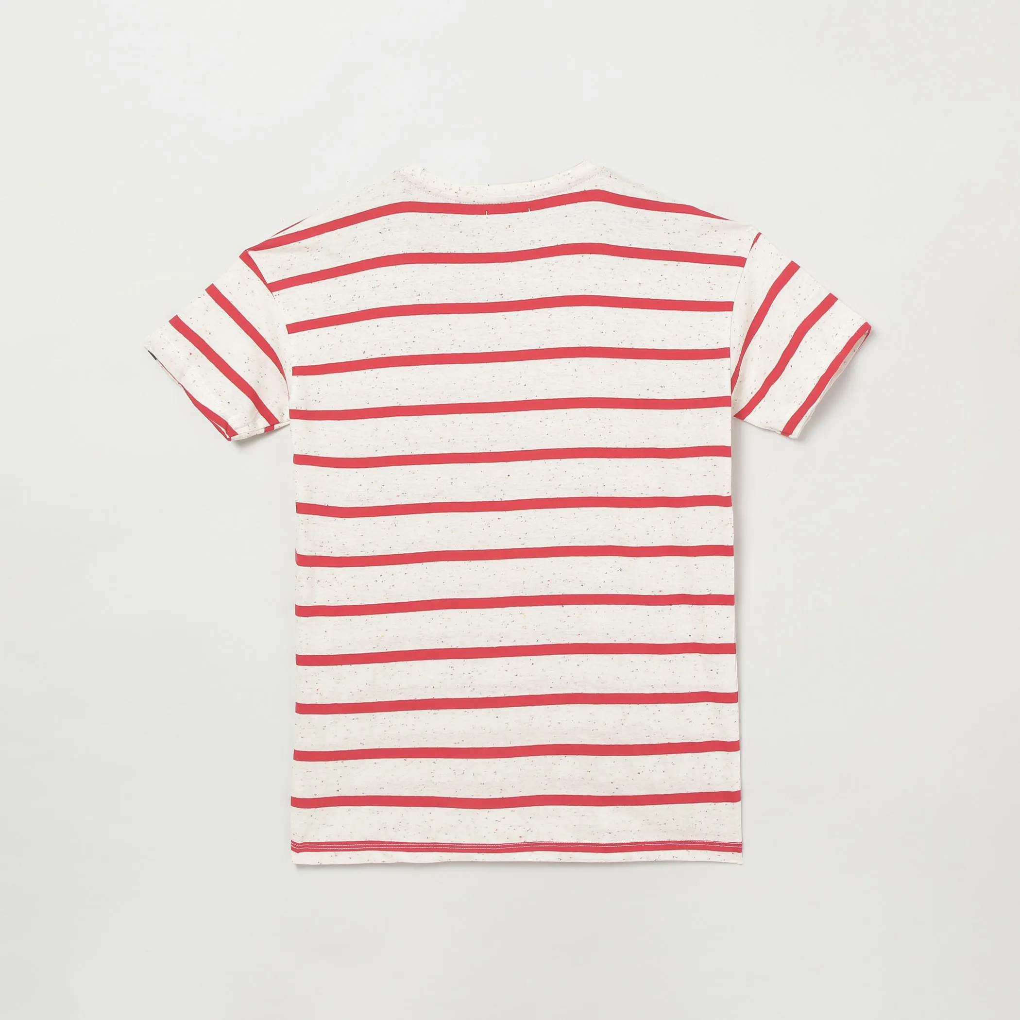 Boys Red & Grey Striped Round Neck T-shirt