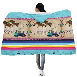 Buffalos Running Sky Hooded Blanket