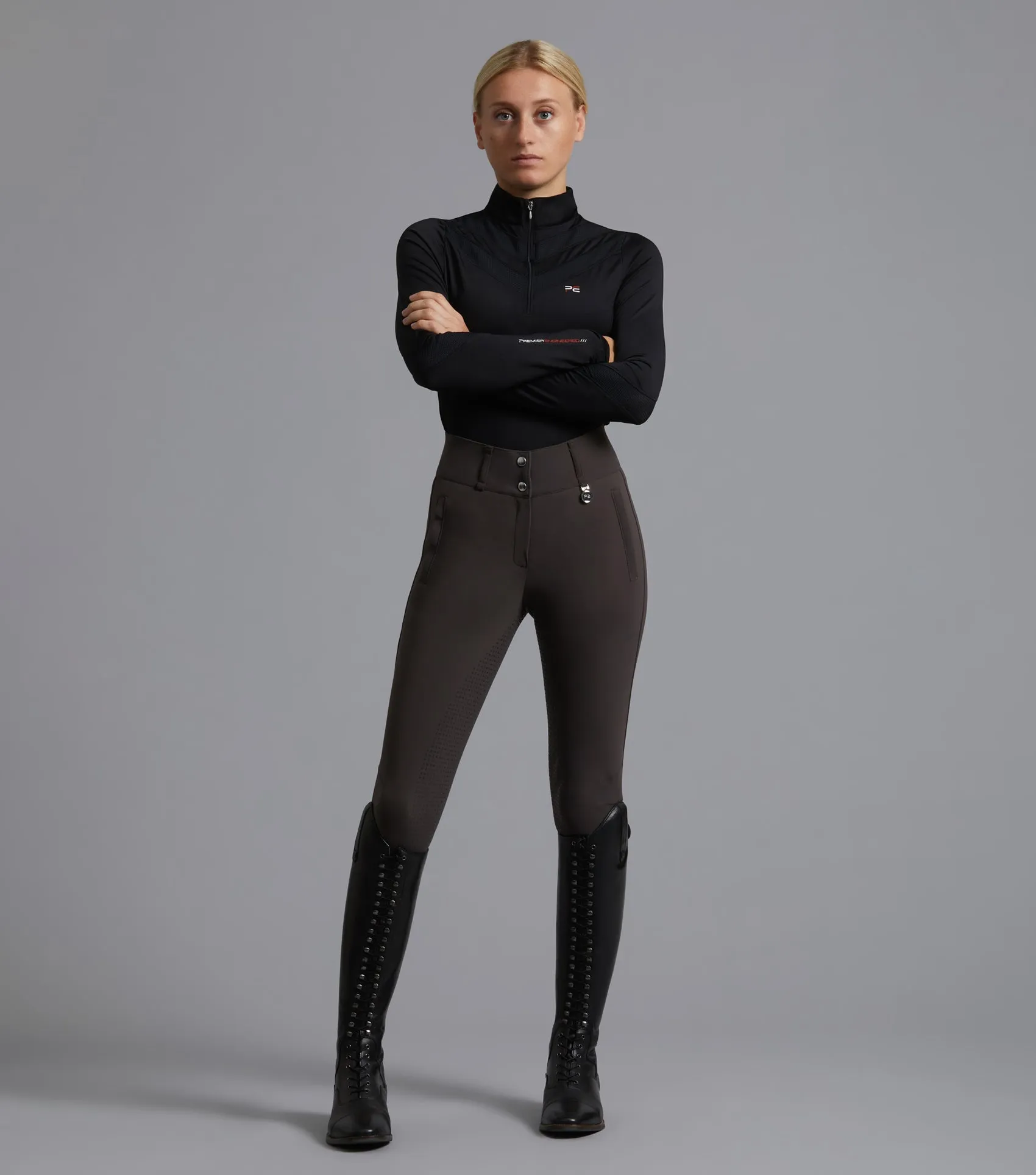 Carapello Ladies Full Seat Gel Riding Breeches Liquorice