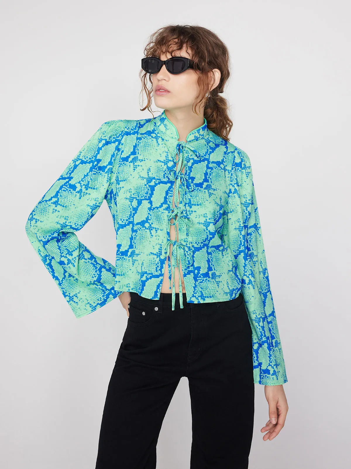 Cecily Blue Snake Print Top