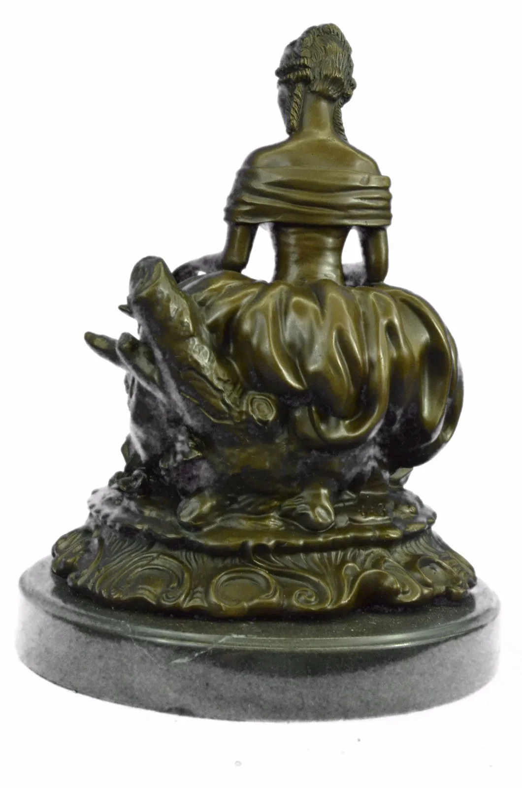 Classical lady Sits with dog bronze sculptures Chinese Foo dogs Animal Statues