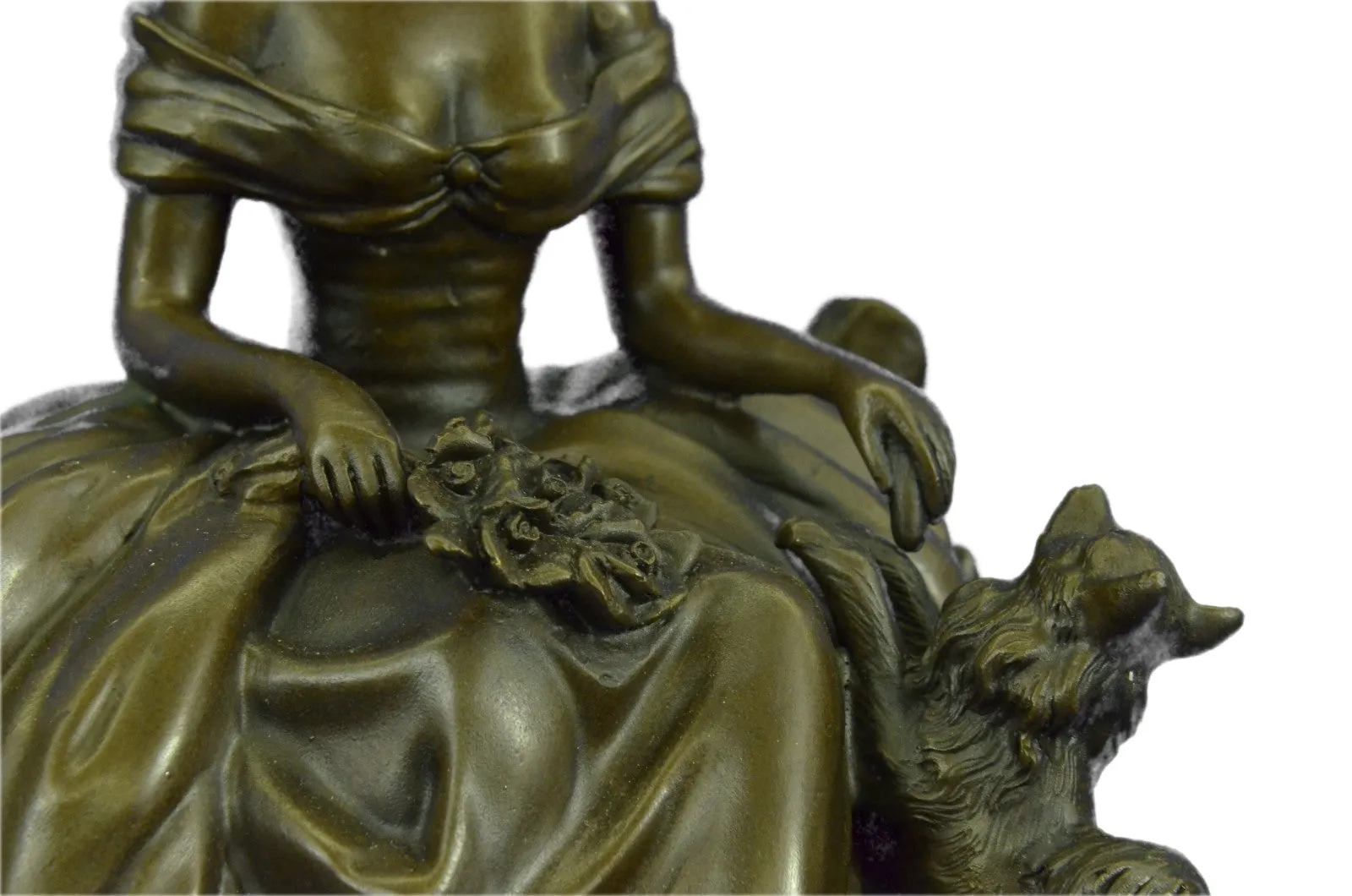 Classical lady Sits with dog bronze sculptures Chinese Foo dogs Animal Statues