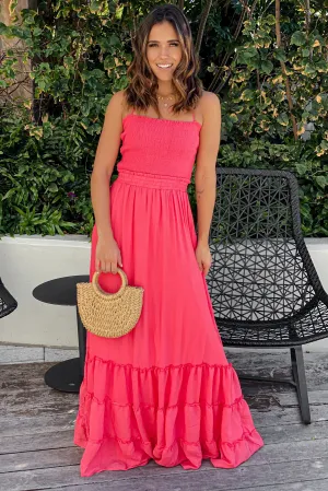 Coral Maxi Dress with Strappy Back