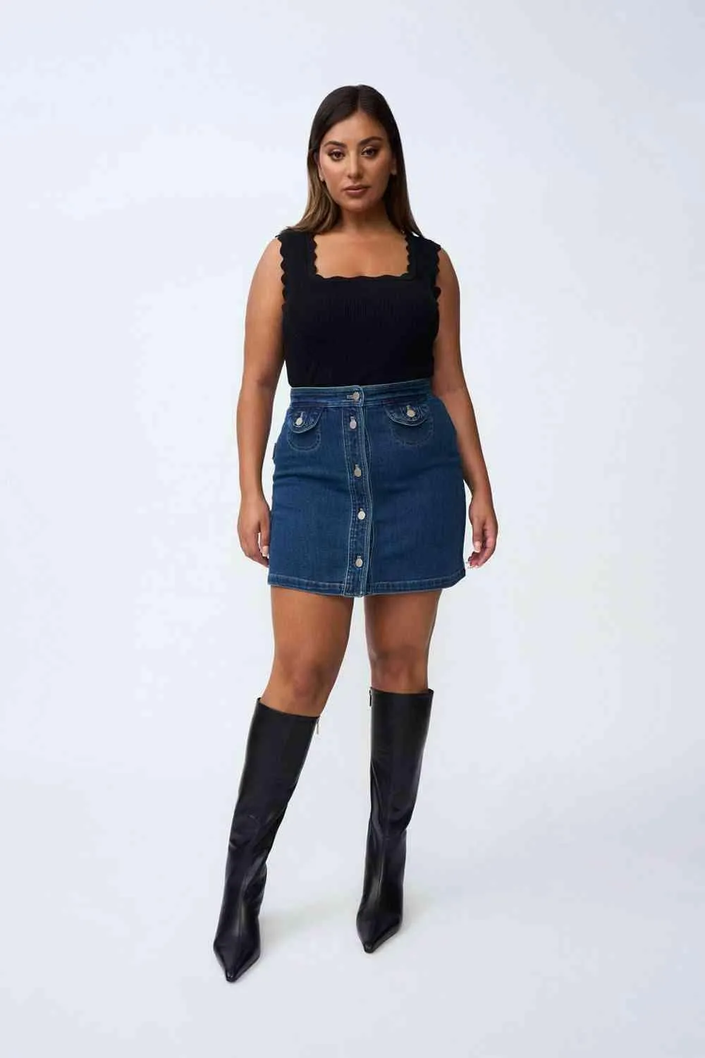 Daze Denim Pipe Mini Skirt