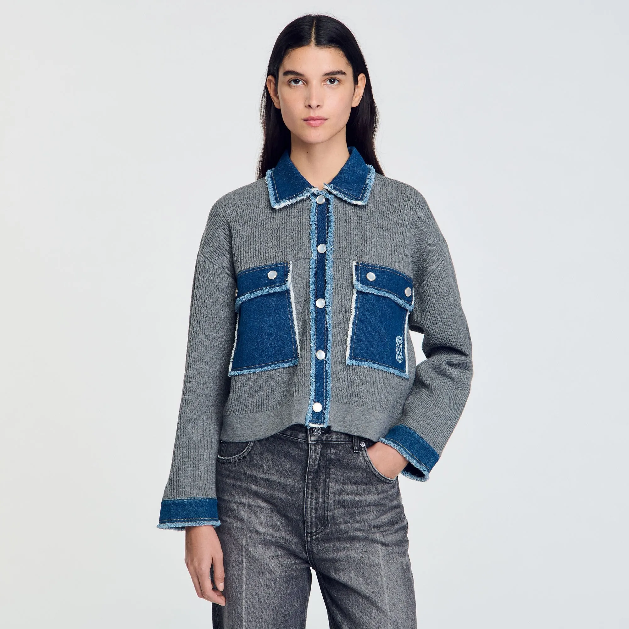 Denim And Knitwear Coatigan