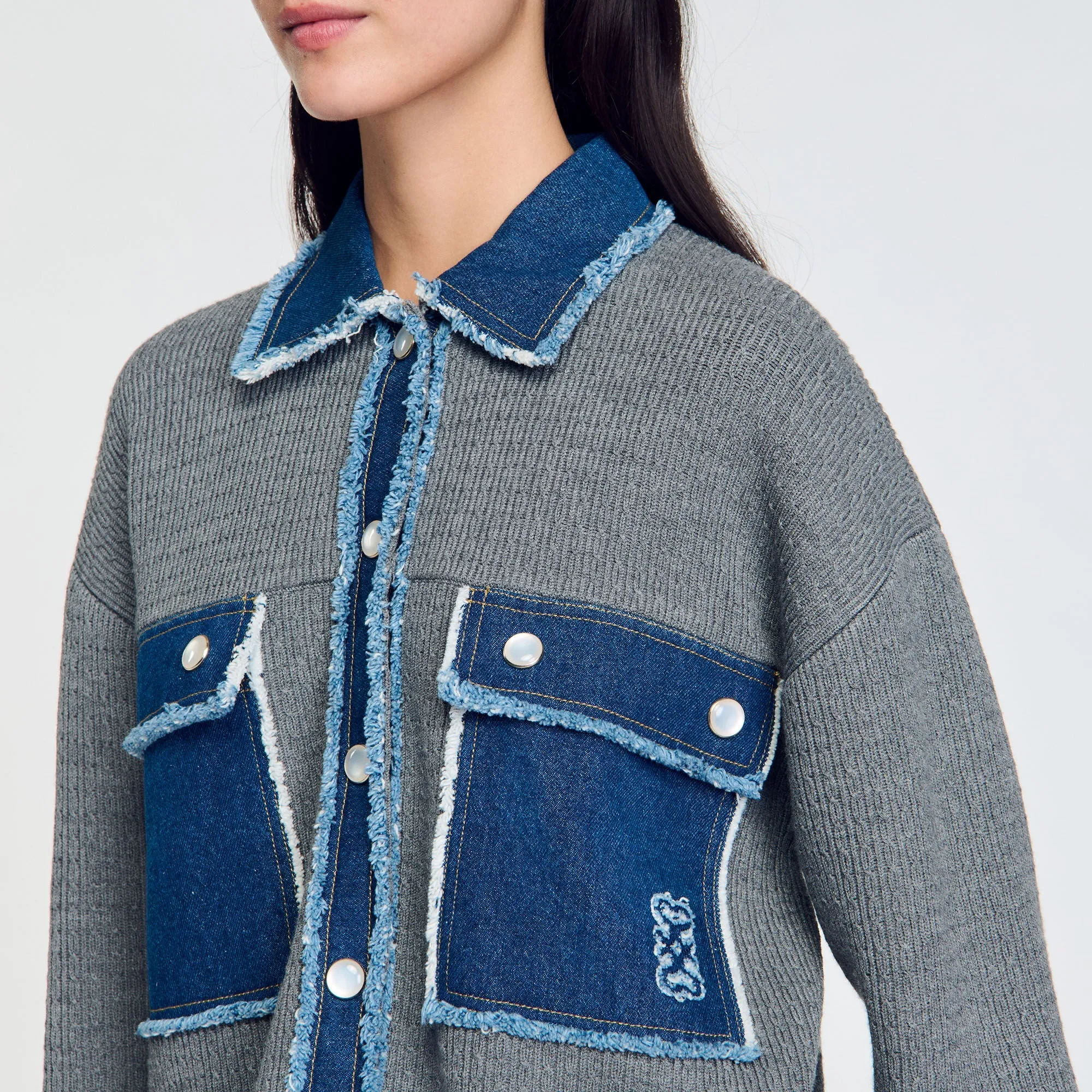 Denim And Knitwear Coatigan