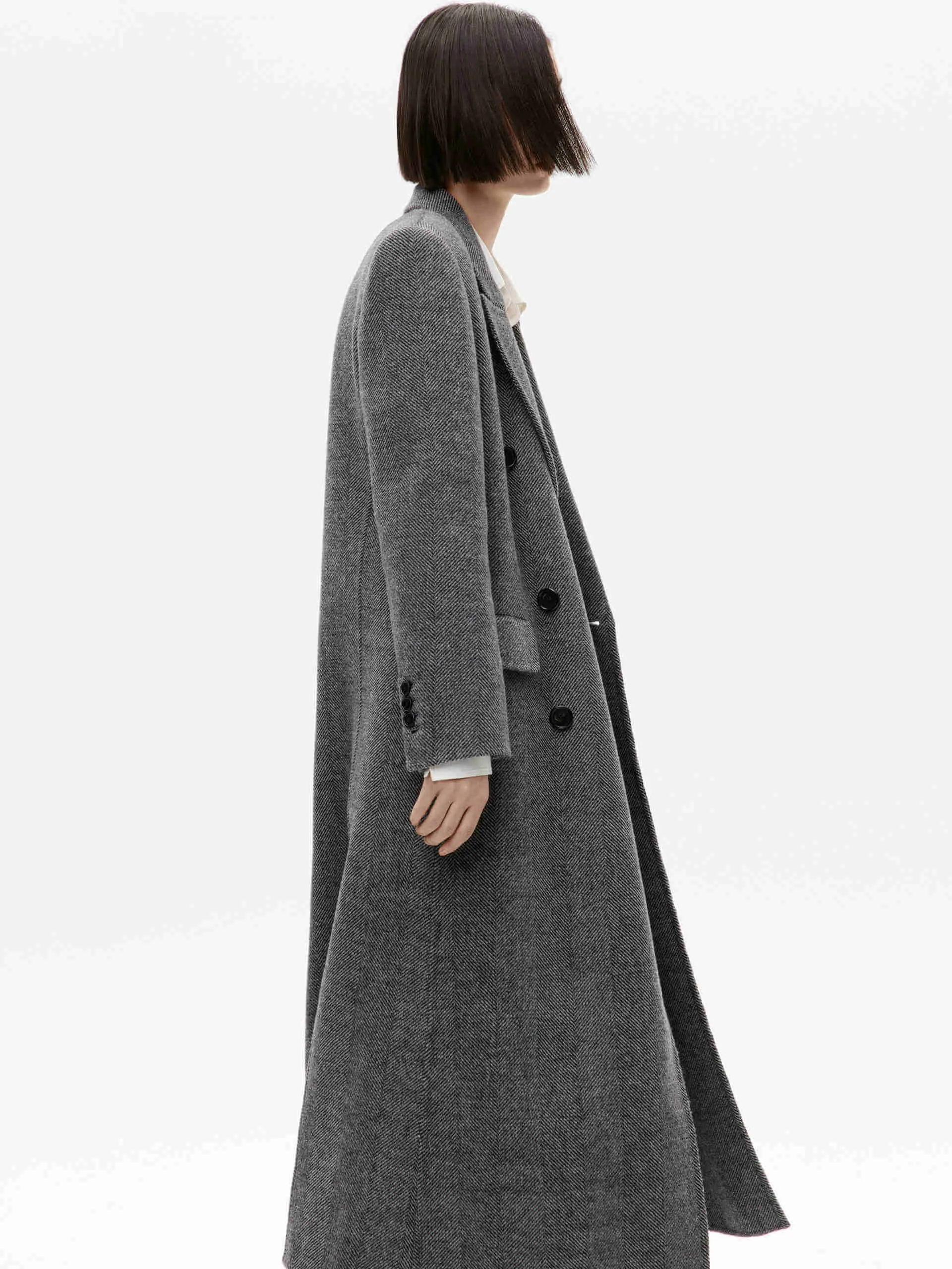 Double Breasted Herringbone Coat