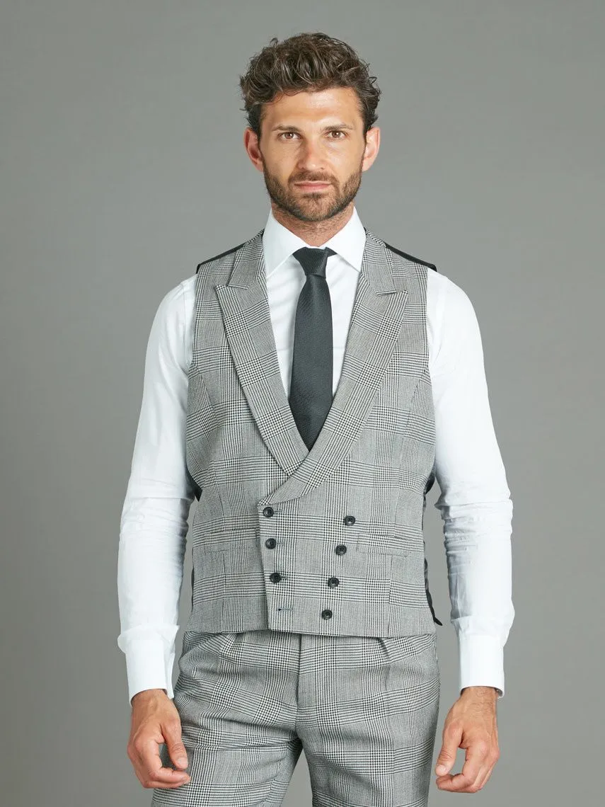 Double Breasted Wool Vest - Prince of Wales