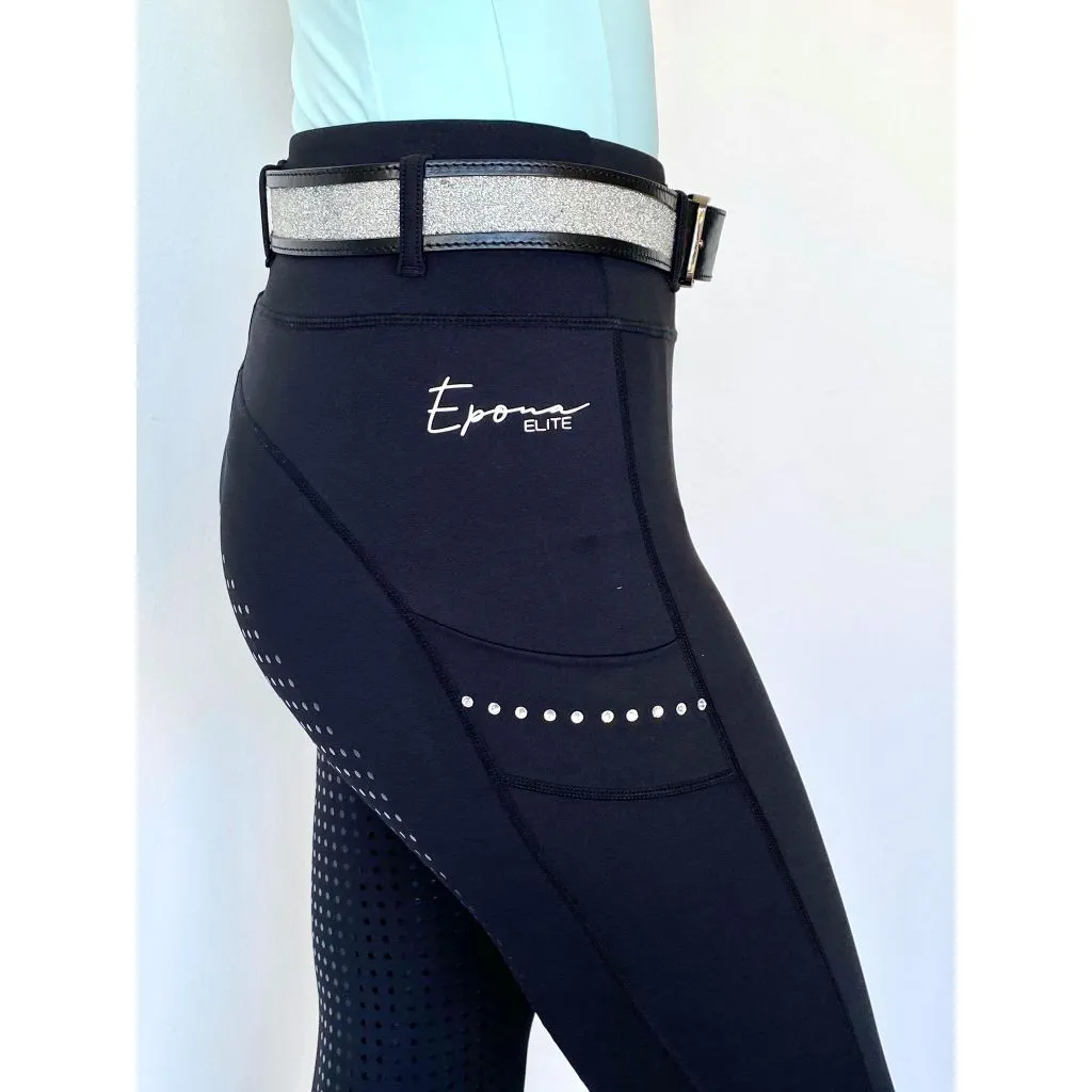 Epona Elite SCARLET Riding Tights BLACK CRYSTAL