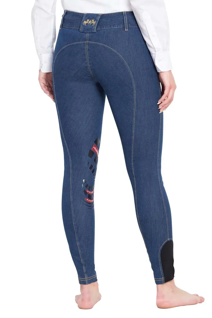 Equine Couture Ladies Calabasas Printed Silicone Patch Denim Breeches