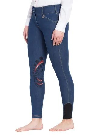 Equine Couture Ladies Calabasas Printed Silicone Patch Denim Breeches