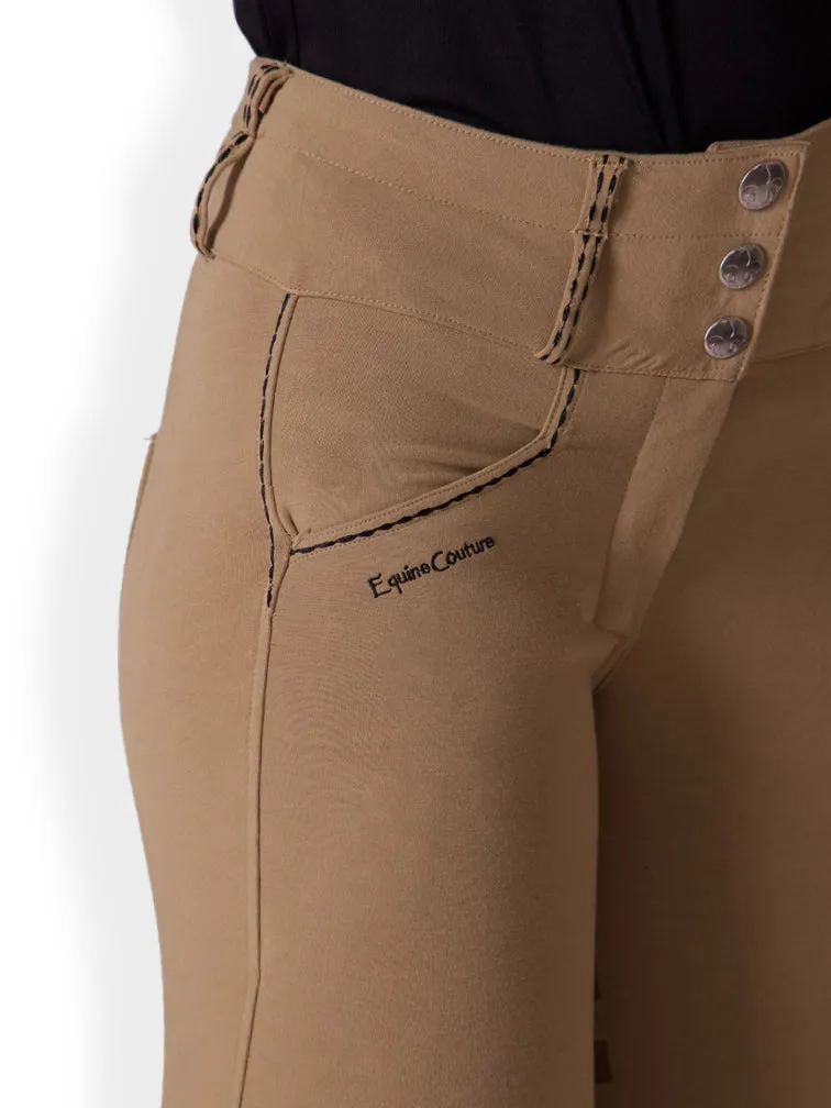 Equine Couture Saddle Stitch Extended Knee Patch Ladies Breeches