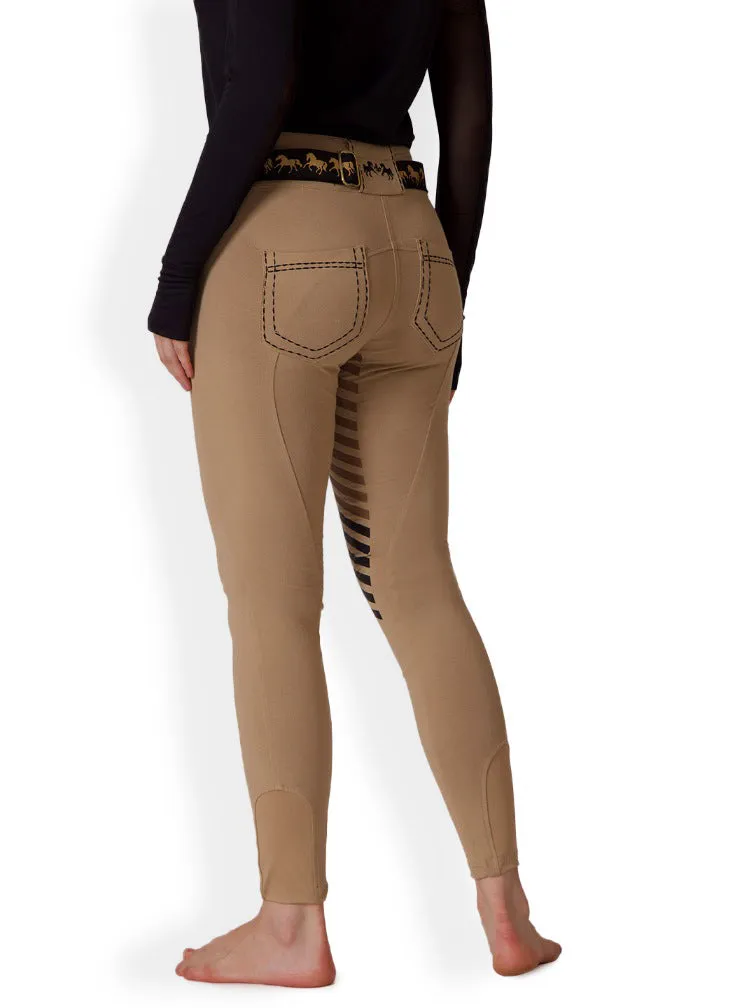 Equine Couture Saddle Stitch Extended Knee Patch Ladies Breeches