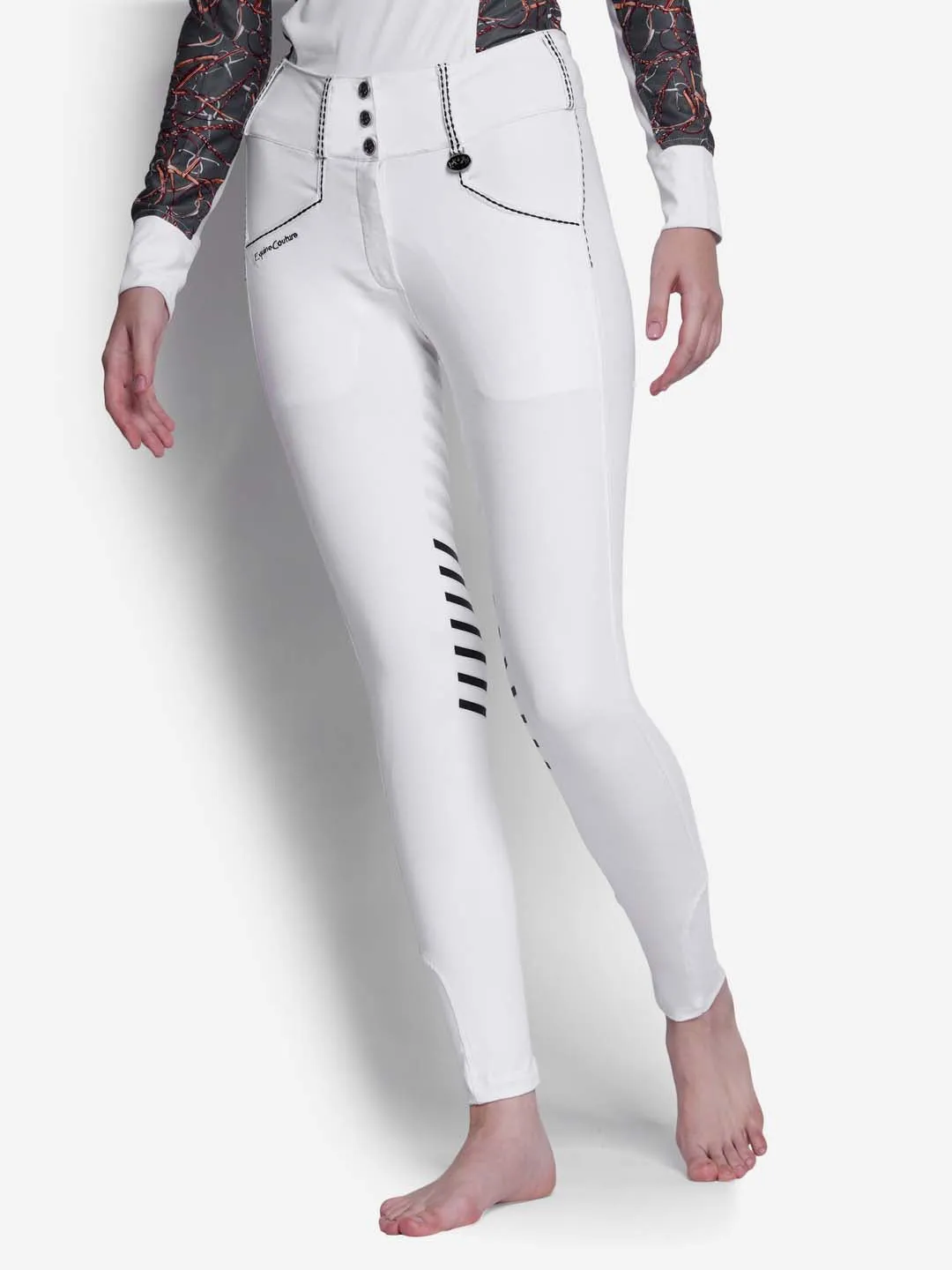 Equine Couture Saddle Stitch Extended Knee Patch Ladies Breeches