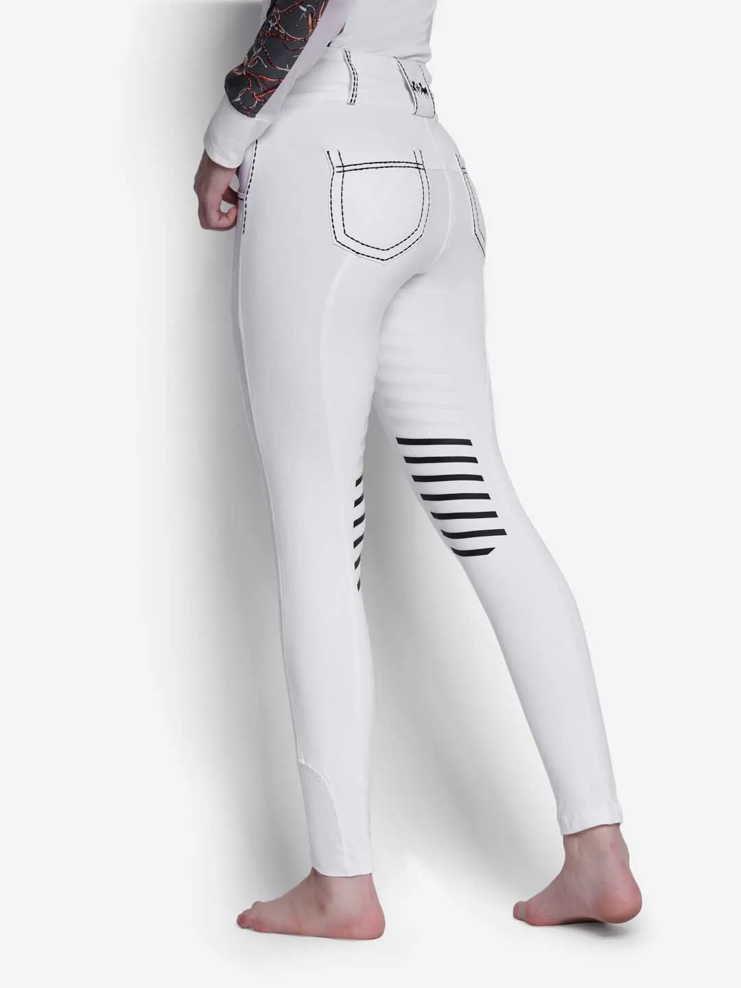 Equine Couture Saddle Stitch Extended Knee Patch Ladies Breeches