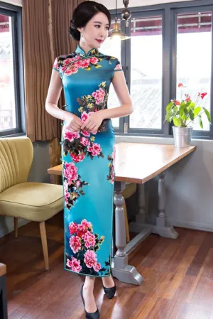 Floral Print Long Qipao Dress