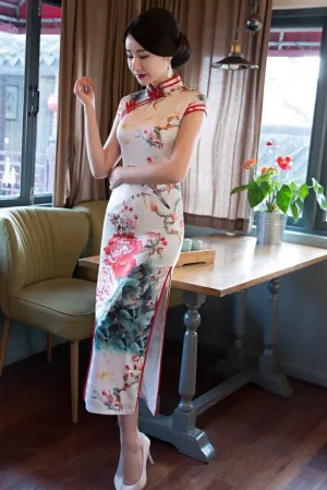 Floral Print Long Qipao Dress