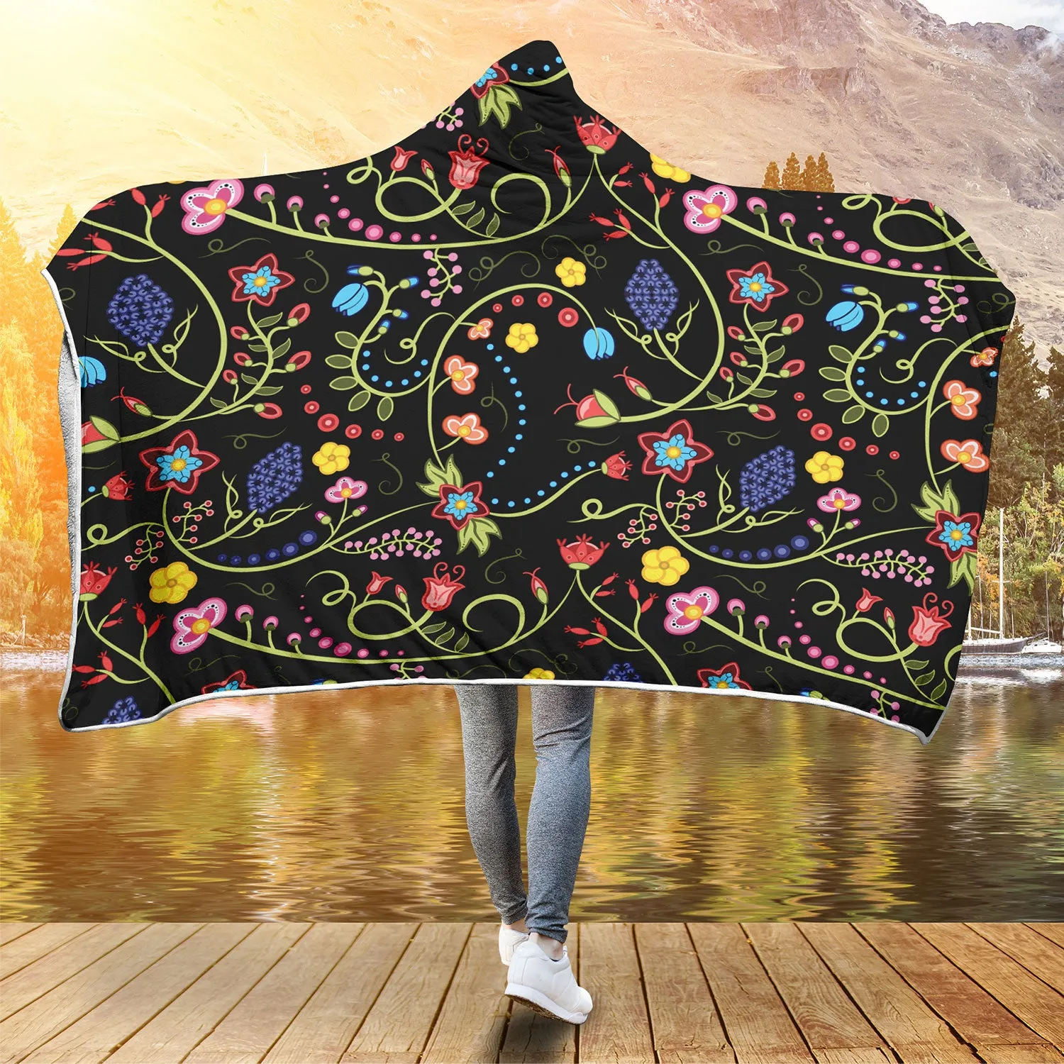 Fresh Fleur Midnight Hooded Blanket