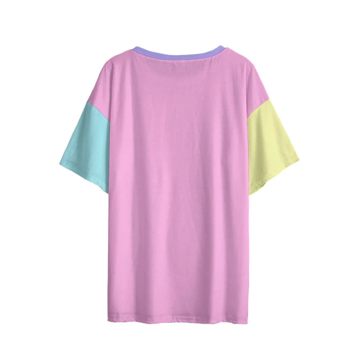 Happy Rainbow Cloud Pink Women's Drop Shoulder T-Shirt