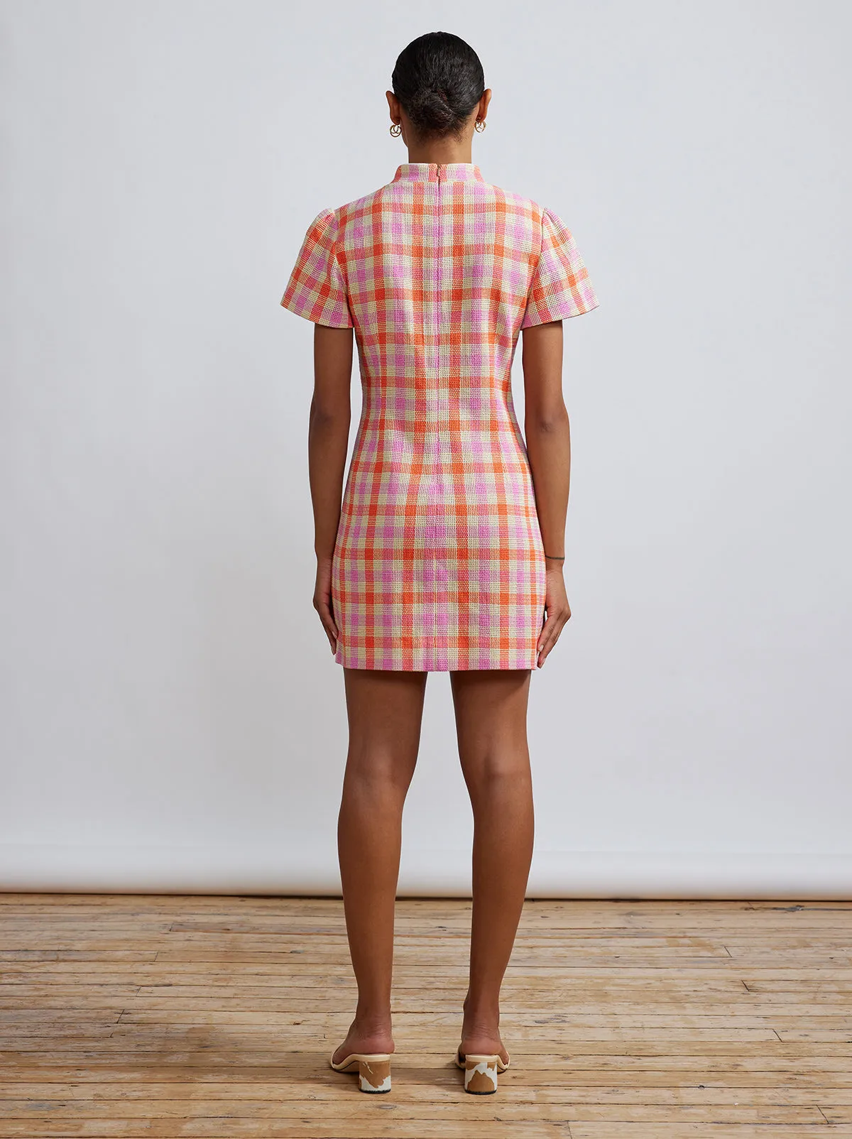 Harlow Orange And Pink Check Mini Dress