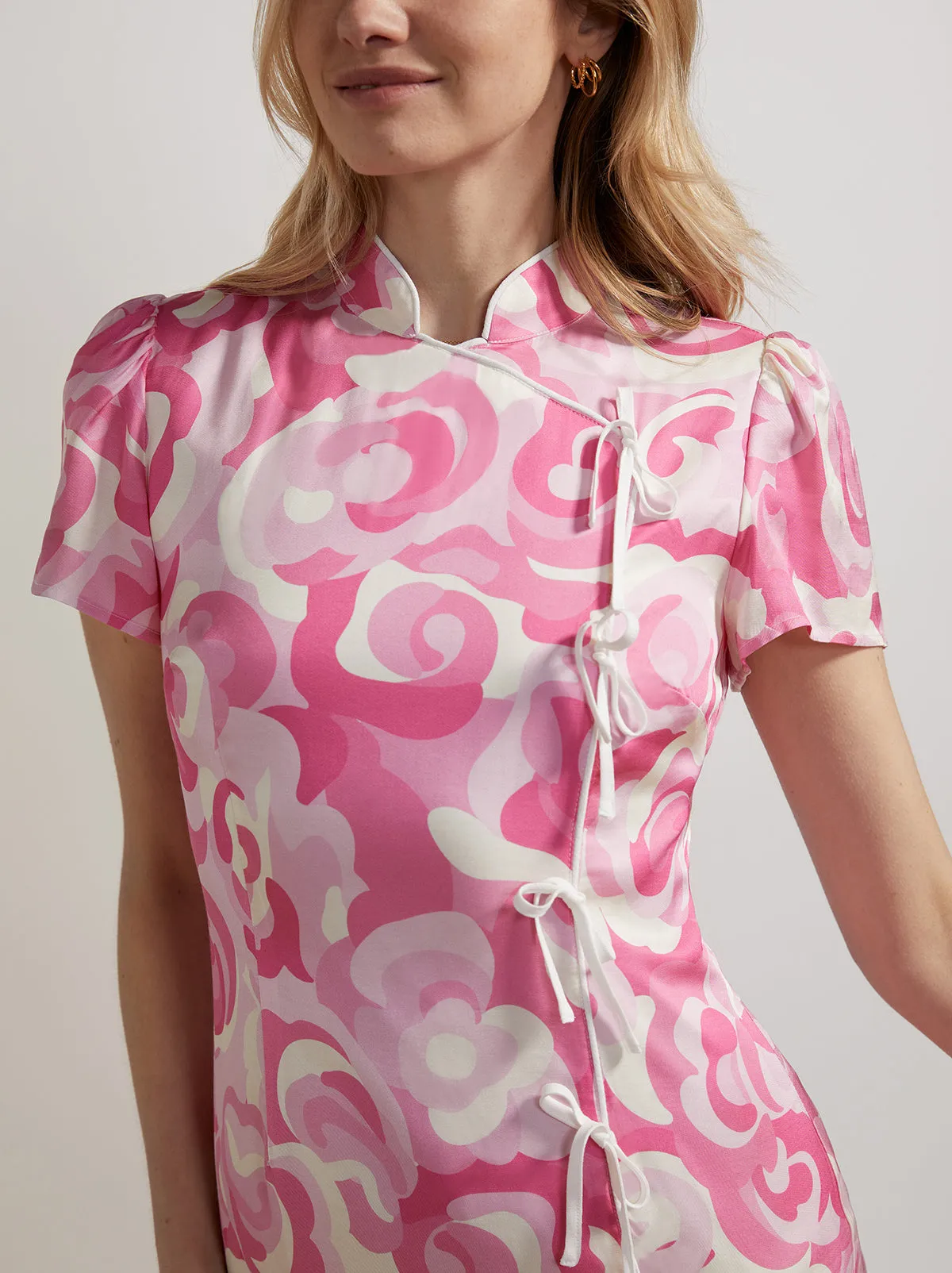 Harlow Pink Floral Swirl Mini Dress