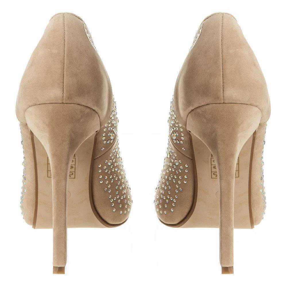 Hollyhock High Stiletto Heel Pointed Court Shoe With Studs