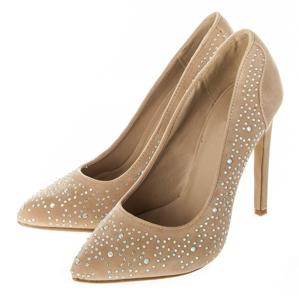 Hollyhock High Stiletto Heel Pointed Court Shoe With Studs