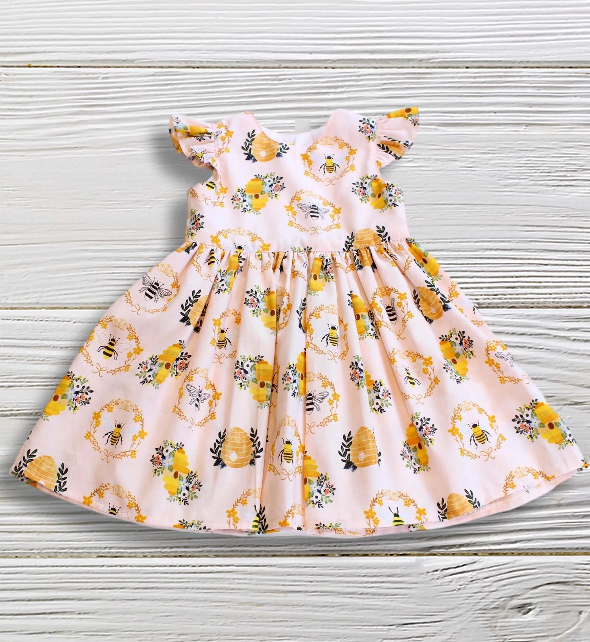 Honey Bee Dress for Girls - Toddler 1st Birthday Party Outfit - Light Pink Beehive Dress - Bee Girls Casual Dress