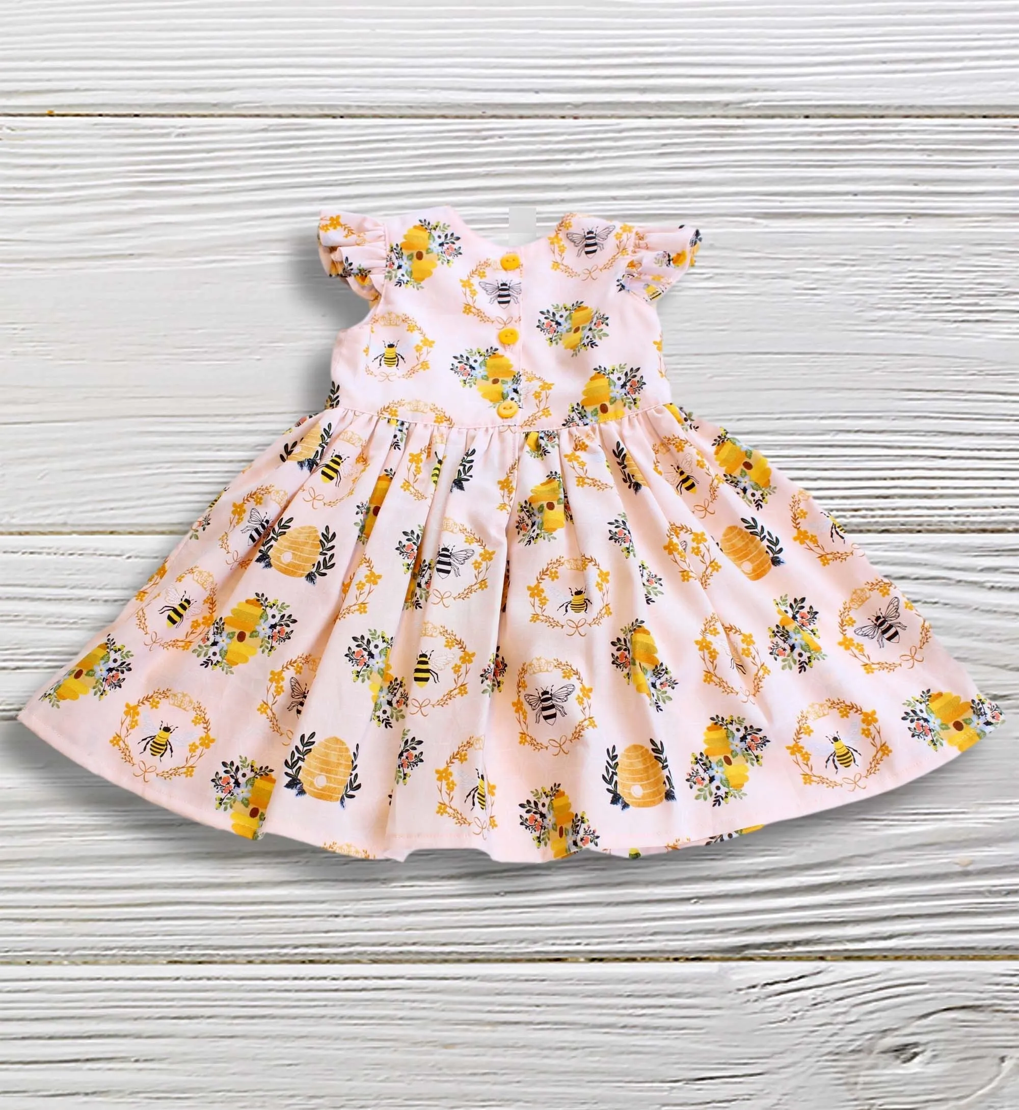 Honey Bee Dress for Girls - Toddler 1st Birthday Party Outfit - Light Pink Beehive Dress - Bee Girls Casual Dress