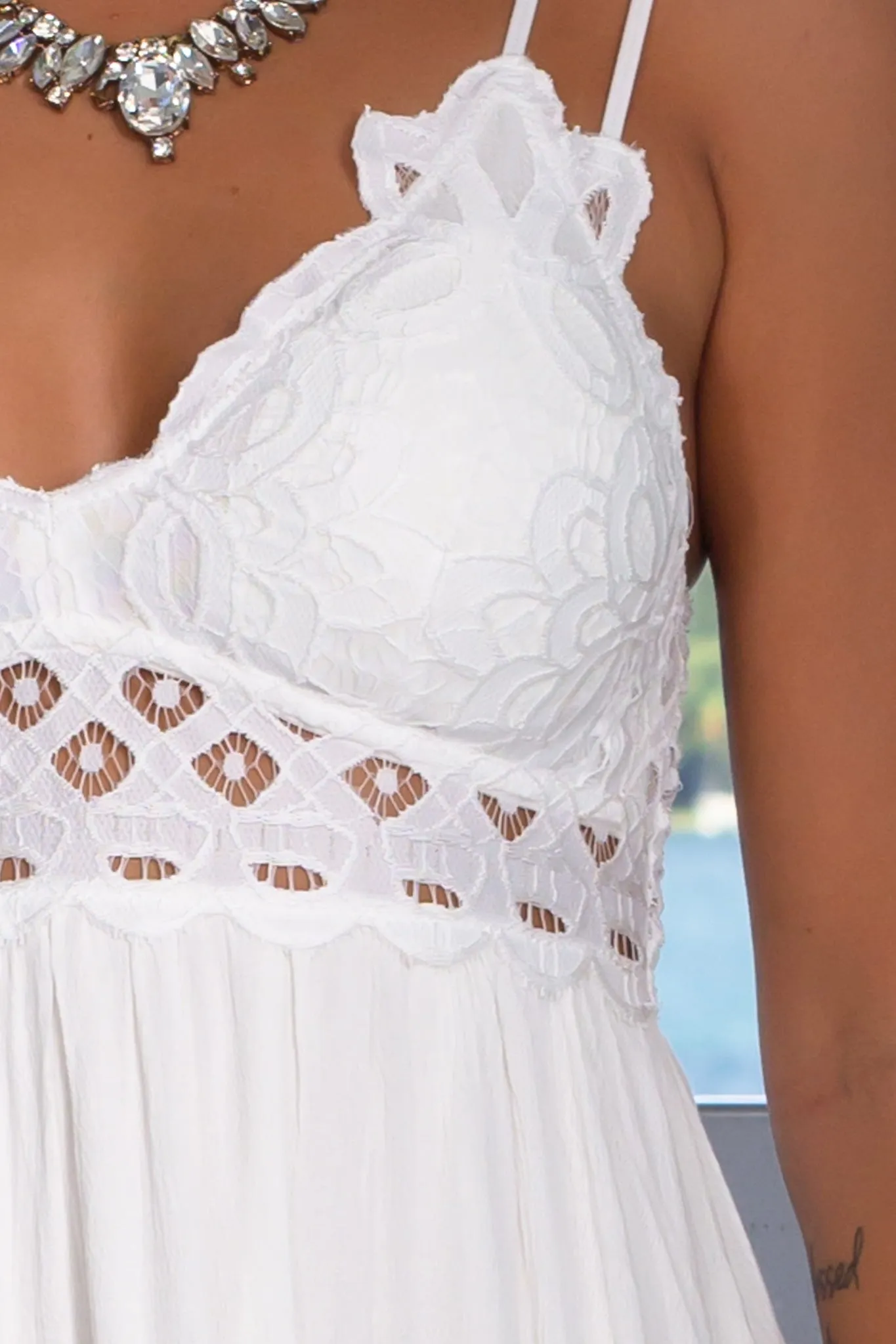 Ivory Lace Top Short Dress