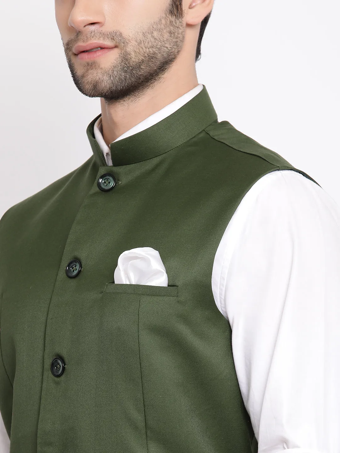 Jashvi Baap Beta Cotton Blend Green Jacket