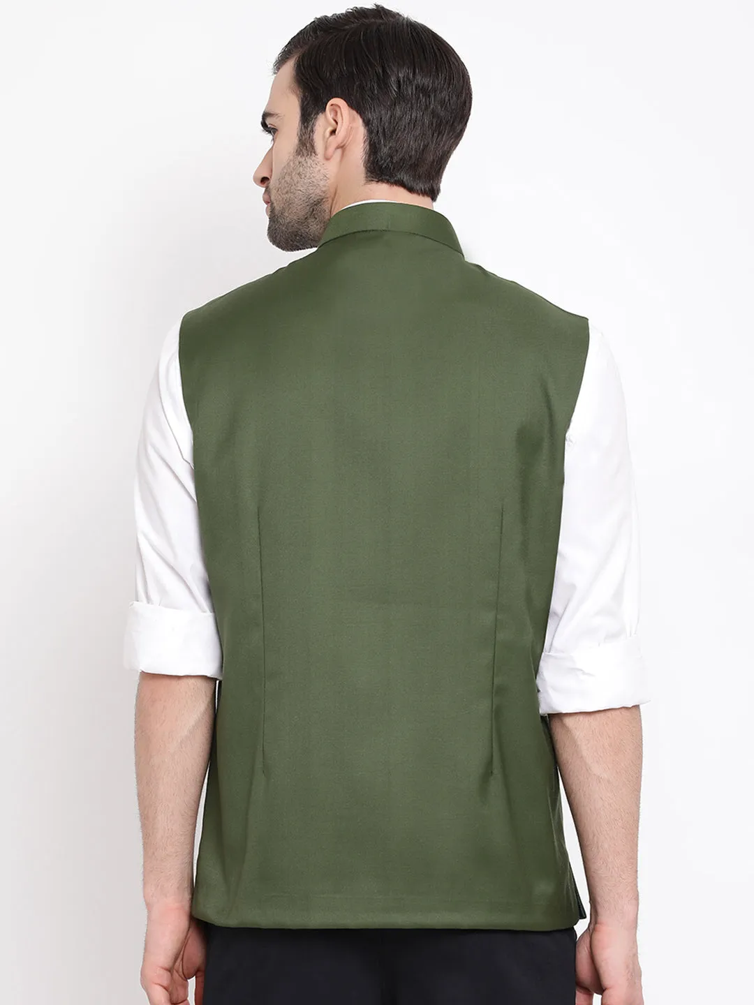 Jashvi Baap Beta Cotton Blend Green Jacket