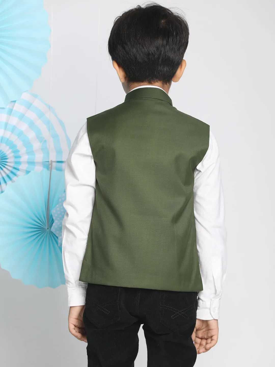 Jashvi Baap Beta Cotton Blend Green Jacket