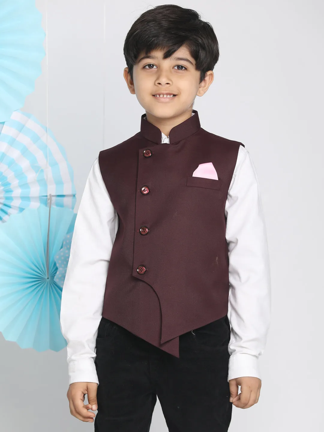 Jashvi Baap Beta Cotton Blend Maroon Jacket