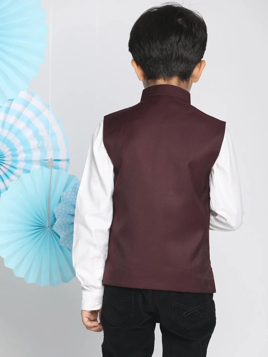 Jashvi Baap Beta Cotton Blend Maroon Jacket