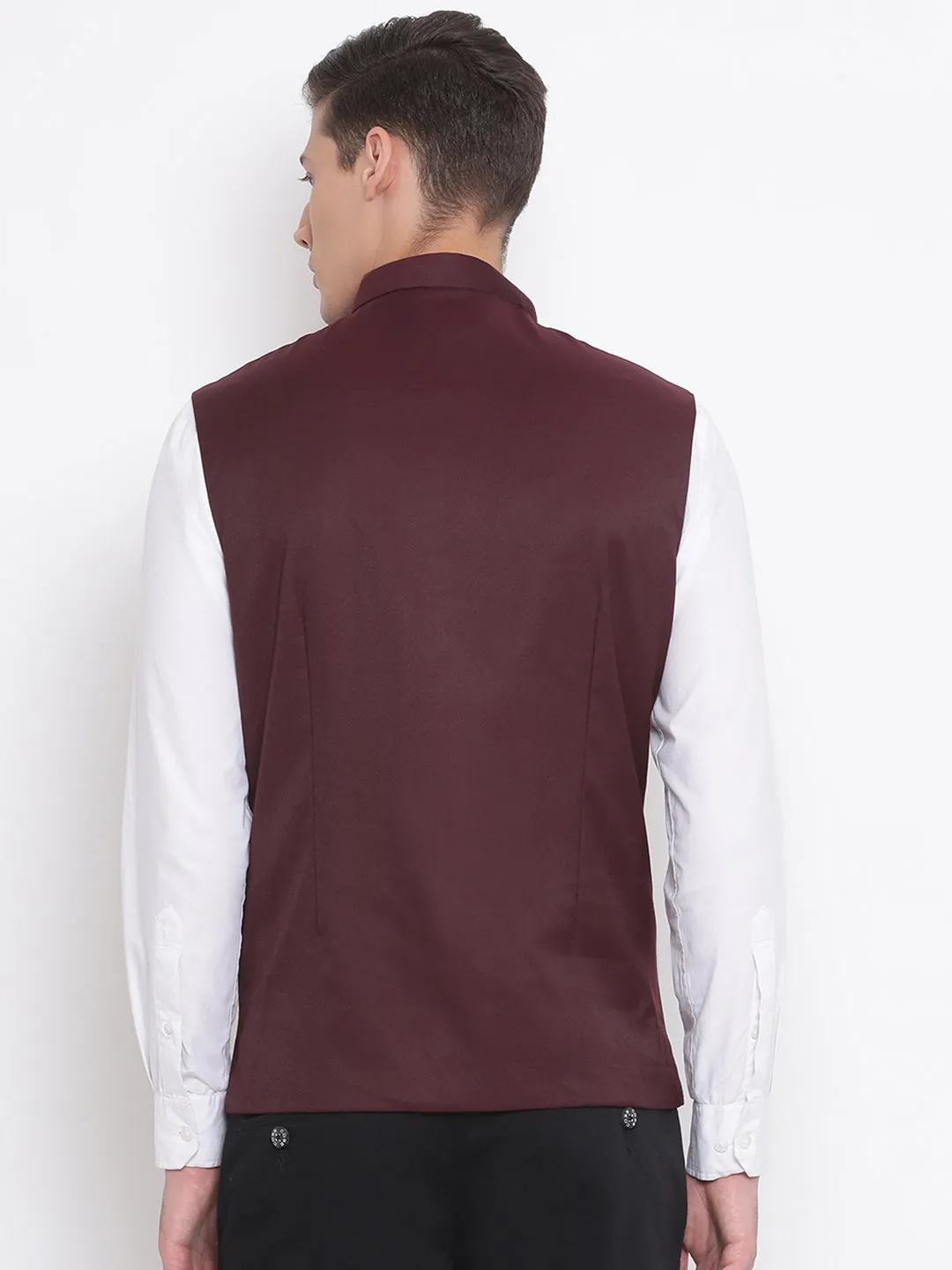 Jashvi Baap Beta Cotton Blend Maroon Jacket