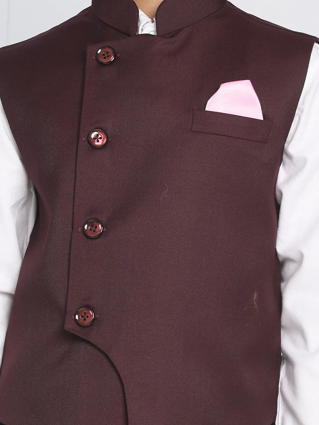 Jashvi Baap Beta Cotton Blend Maroon Jacket