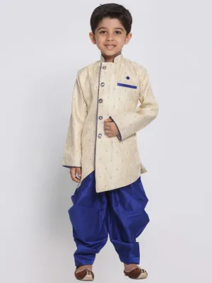 Jashvi Blue Cotton Silk Blend Kurta and Dhoti Set