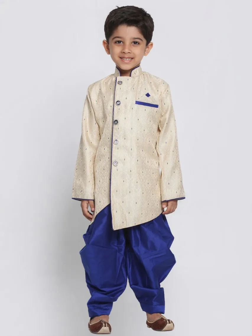 Jashvi Blue Cotton Silk Blend Kurta and Dhoti Set