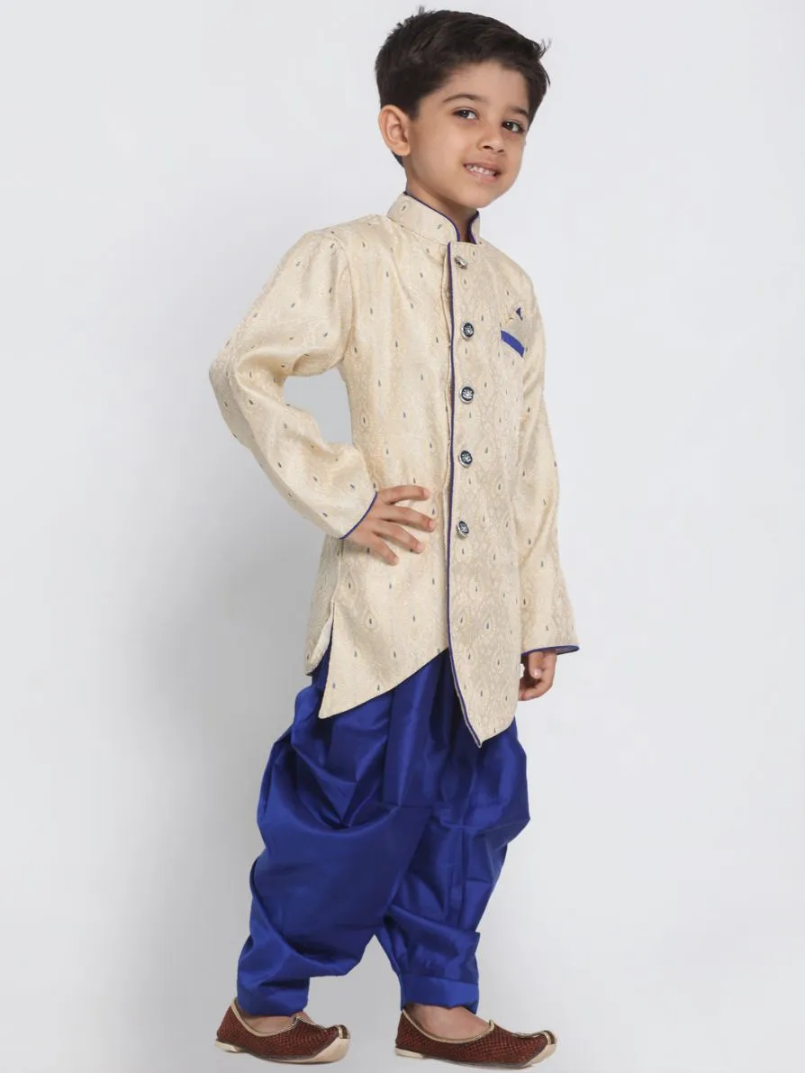 Jashvi Blue Cotton Silk Blend Kurta and Dhoti Set