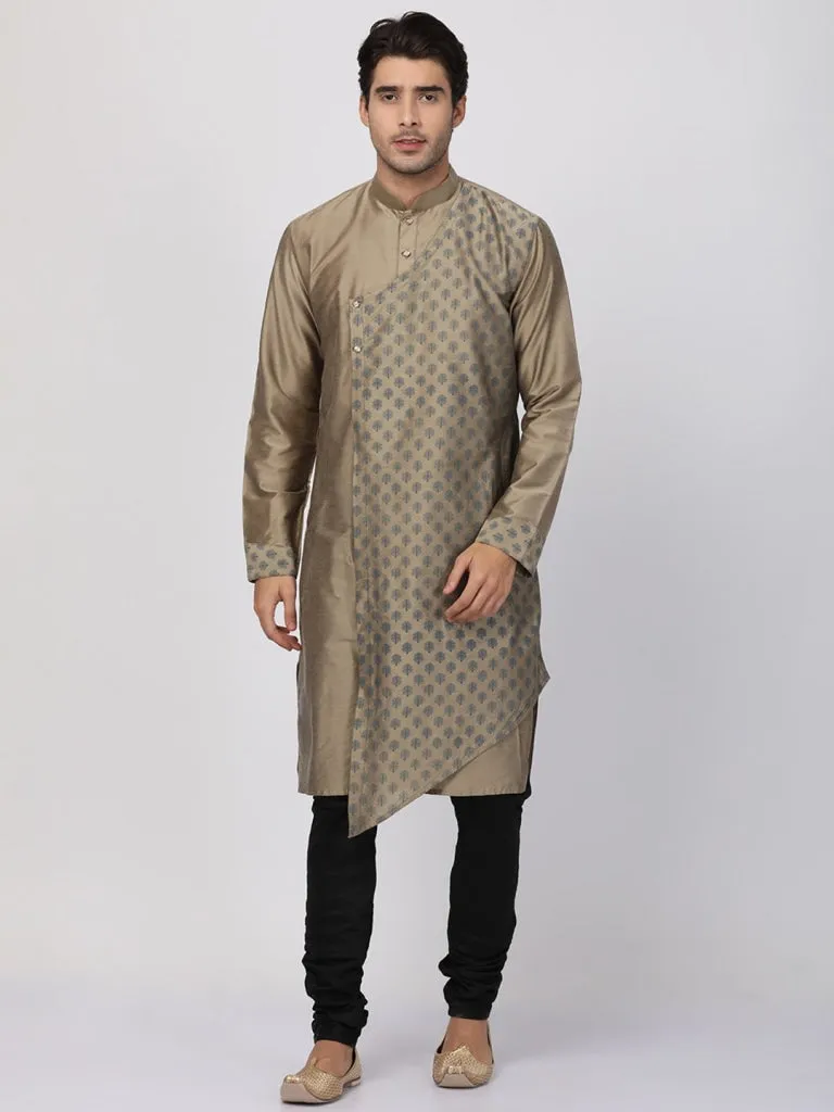 Jashvi Men's Copper-toned Cotton Silk Blend Kurta